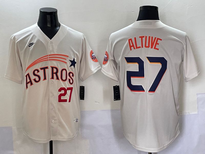 Men Houston Astros #27 Altuve Cream Five generations Joint Name 2025 Nike MLB Jersey style 2